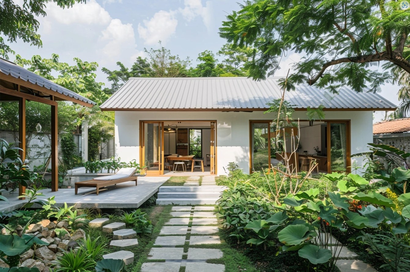 Sân vườn trước nhà cấp 4